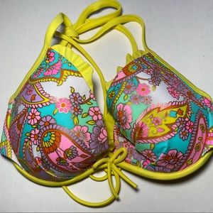 Victoria secret swim yellow paisley bikini top